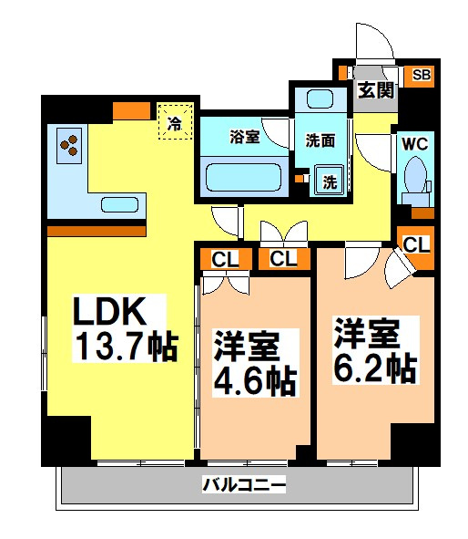 三鷹市下連雀３丁目の賃貸マンションの間取り