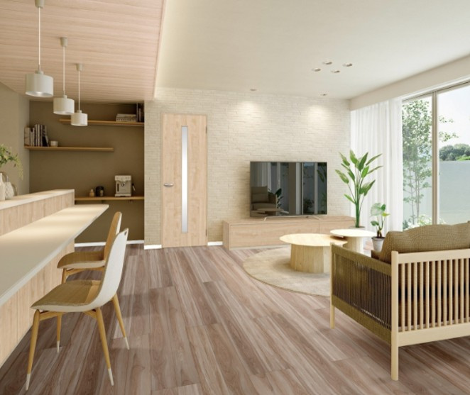 上徒士町建売の完成予想図|１F：画像は建具・床材カラーのイメージ写真です。家具・備品等は付属いたしません。図面と現況が異なる場合は、現況を優先いたします。