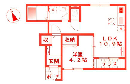 茅ヶ崎市赤羽根のアパートの間取り