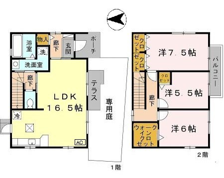 多井畑南町戸建賃貸の間取り