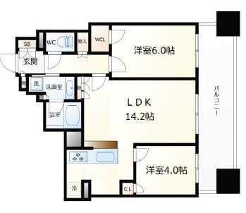 ブランズタワー谷町四丁目の間取り
