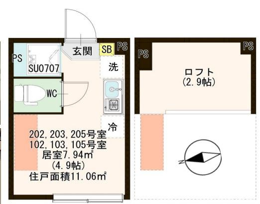 荒川区荒川５丁目のアパートの間取り