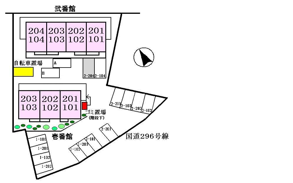 モンテローザ弐番館の駐車場|区画図