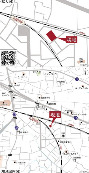 【新築平屋】藤岡市立石第７　３号棟(全５棟)　リーブルガーデン　新築建売分譲の地図