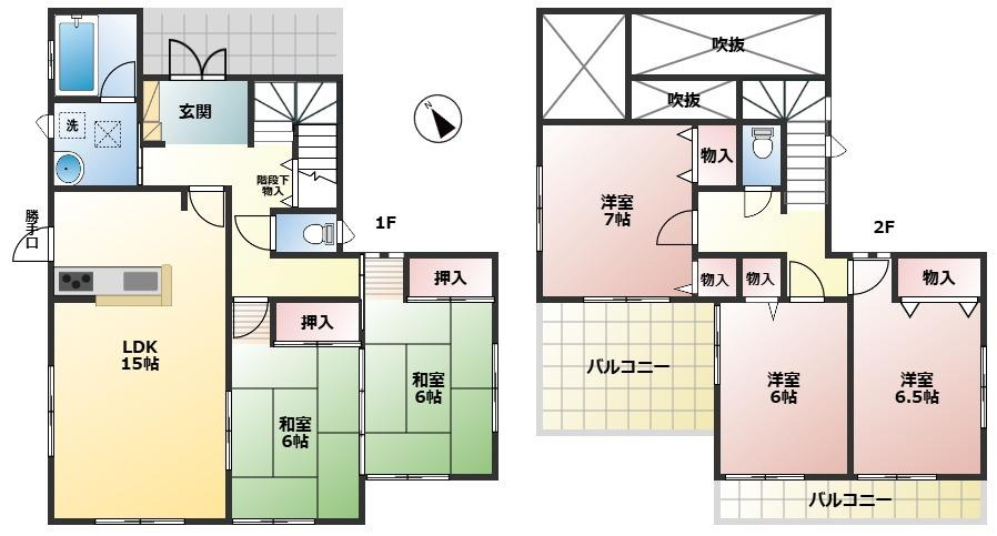加須市水深　中古一戸建ての間取り|お洗濯はもちろんプチアウトドアも楽しめちゃう広々バルコニーを2つ完備♪