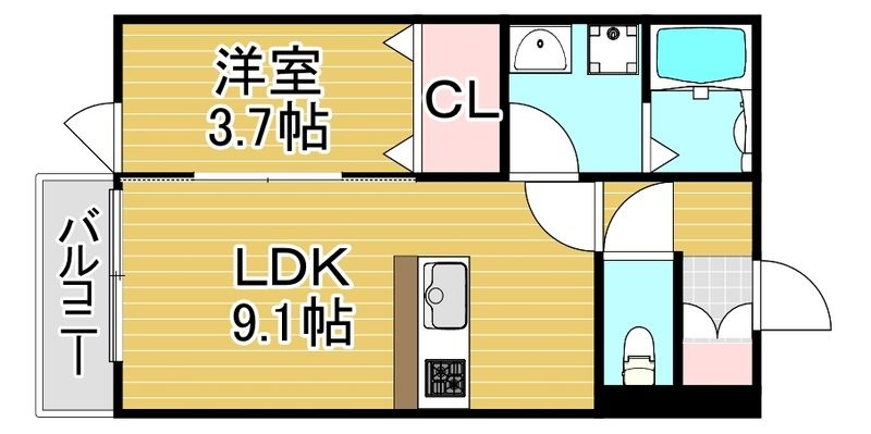 CS津福の間取り|１LDKの間取りです