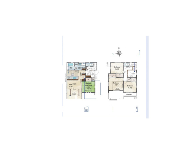【間取り】 | 成瀬台新築戸建 | 4つの居室とゆとりあるLDKを備えた4LDKの新築戸建。子育て世帯にうれしい、個室と団らんの場がそろう間取りです。明るく開放的なLDKは対面キッチン仕様で、家事をしながらお子様を見守れます。