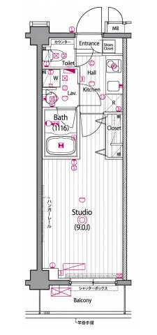 新宿区北新宿３丁目の賃貸マンションの間取り