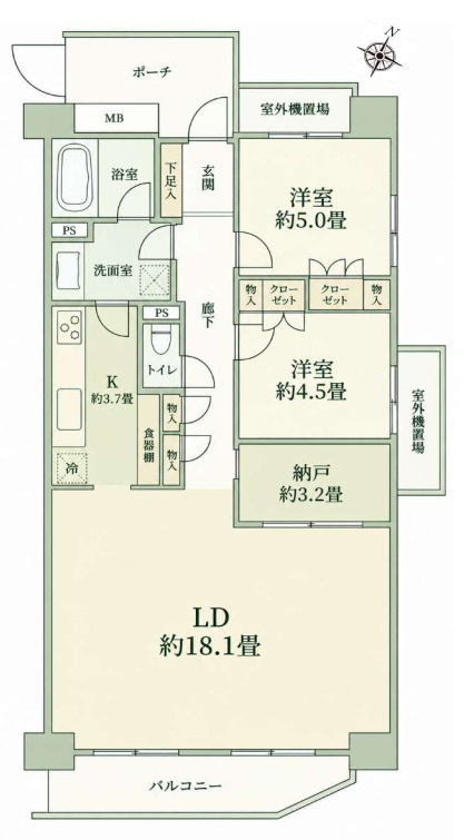 所沢パークホームズ　中古マンション　6階の間取り