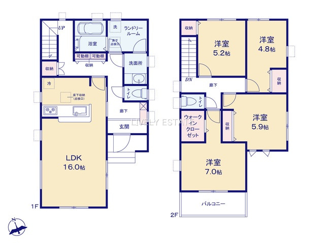越谷市大字大泊 新築分譲住宅 全7棟 2号棟の間取り