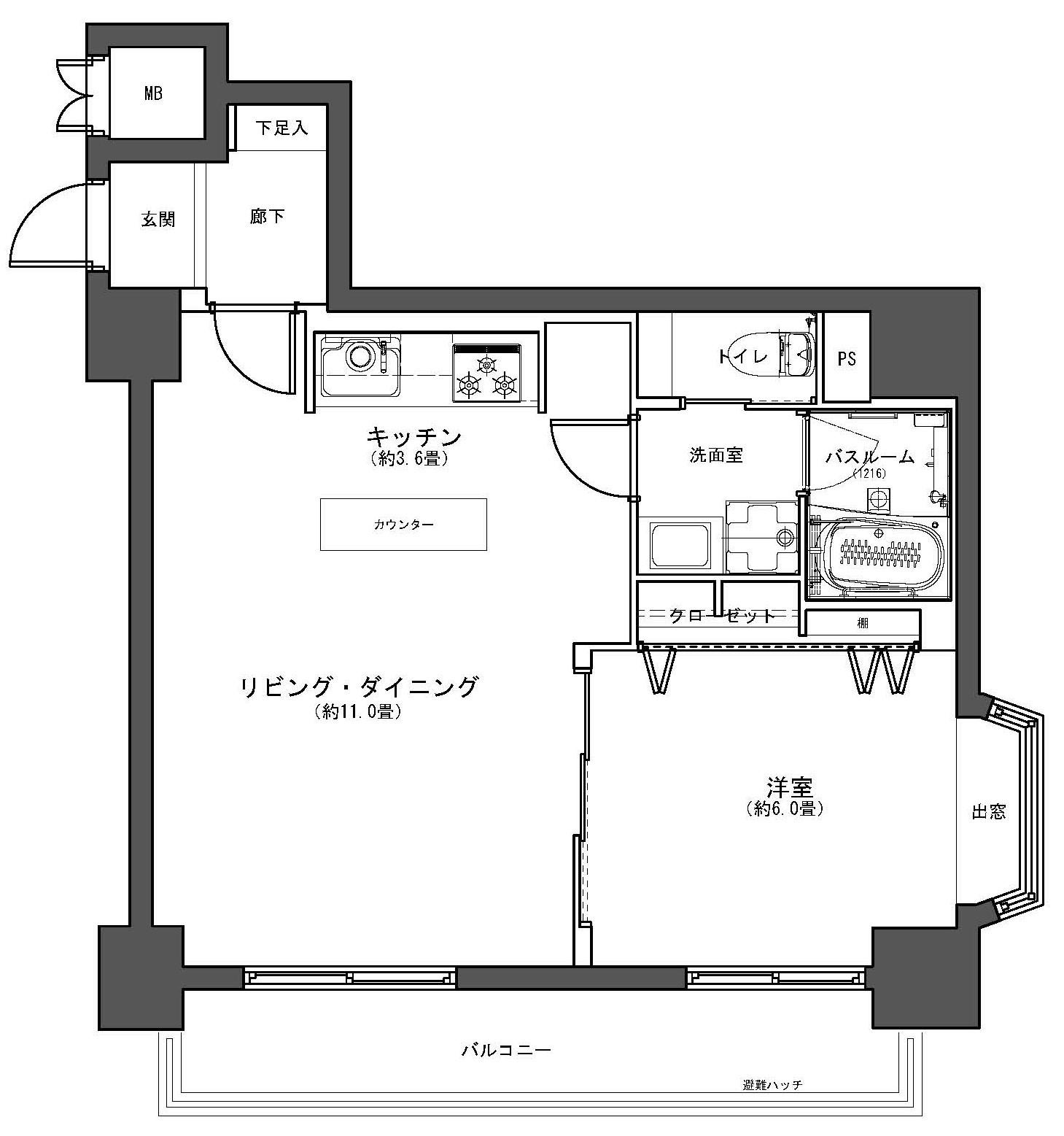 新宿区四谷４丁目の中古マンションの間取り