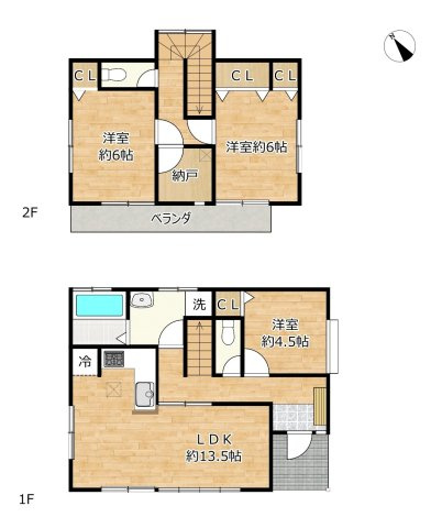 古河市磯部　中古一戸建ての間取り|全居室収納完備で物の置き場に困らない間取りです♪