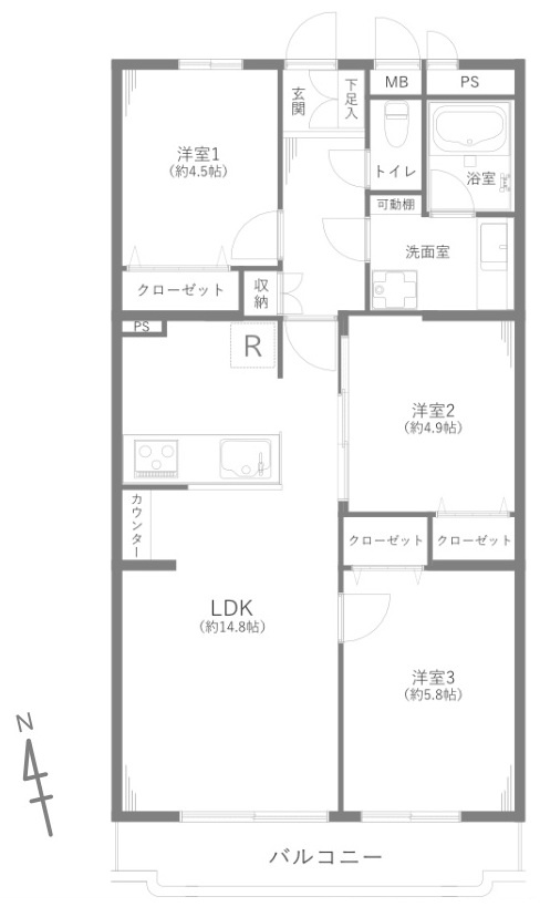 ライオンズマンション市川本八幡の間取り
