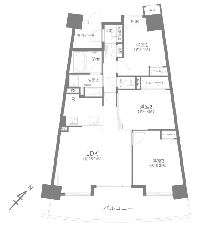ダイアパレスUアリーナ　イーストウイングの間取り