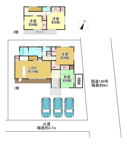 -三丁目不動産-　秩父市黒谷　東南角地の間取り