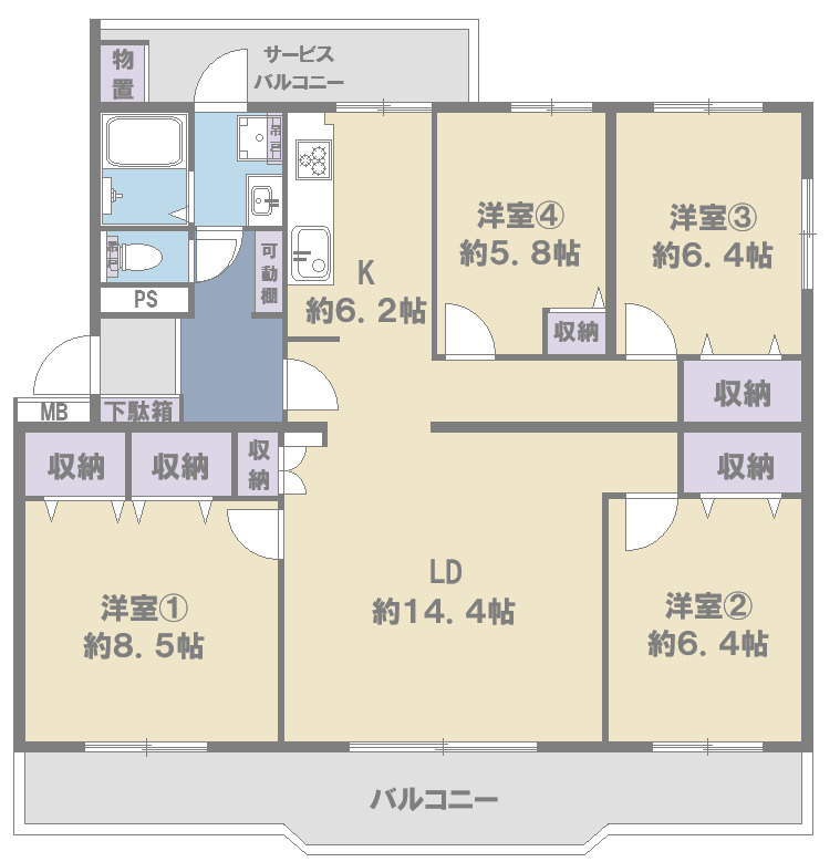 コープ野村志津7号棟の間取り