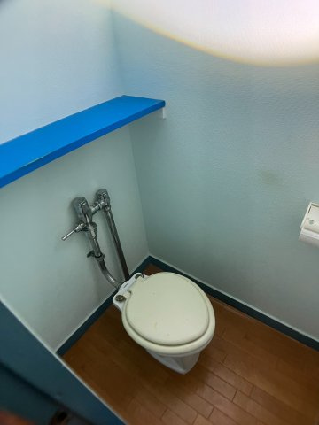 小金原第５コーポラスのトイレ|上部に小物の整理に便利な棚板が設置されています。