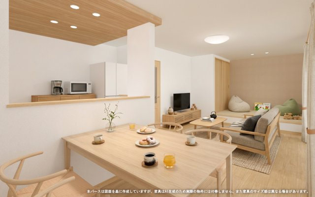 ワイウッドコート深谷市岡第15期の完成予想図|【LDK　イメージパース】
※画像は設計図面を基に作成したイメージです。