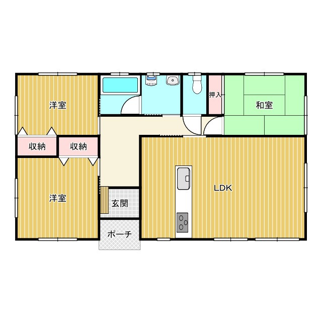 いすみ市深堀、木造平屋建の間取り