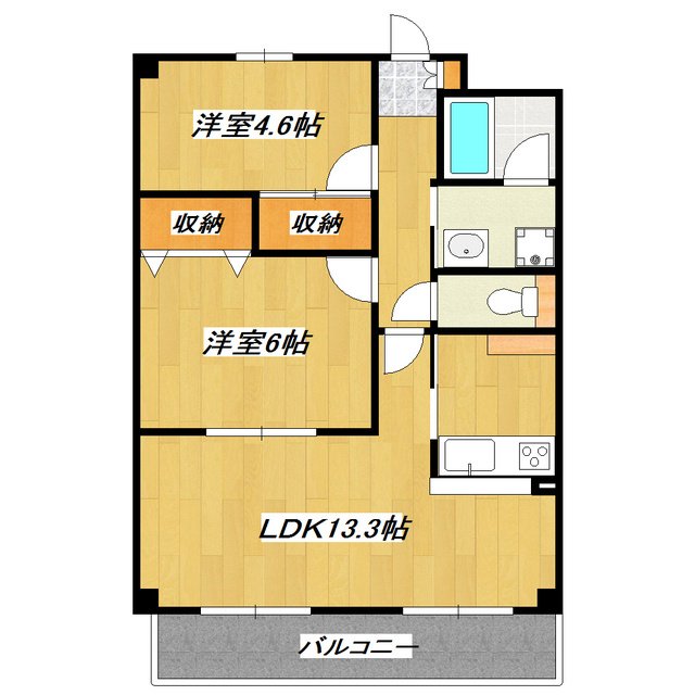 スターフラッツの間取り|オールフローリングに２ＬＤＫのお部屋です。