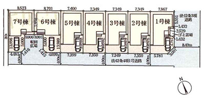 越谷市大字大泊 新築分譲住宅 全7棟 4号棟の区画図