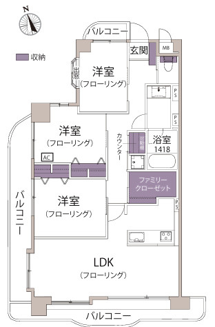 【間取り】 | ライオンズマンションシーサイド今宿☆仲介手数料無料☆