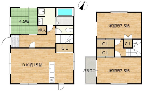 加古川市野口町北野　中古戸建の間取り|3LDKです。2024年７月にリフォーム歴あり。