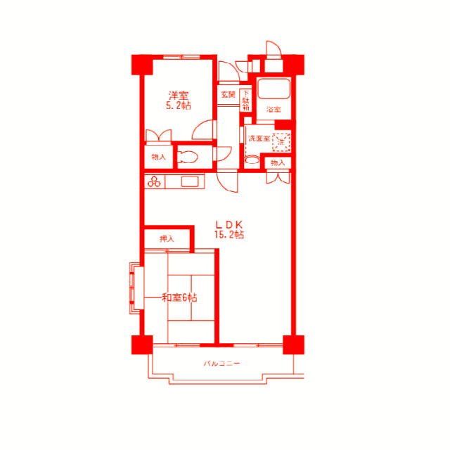 藤沢市湘南台５丁目の賃貸マンションの間取り|洗面台とトイレが別の空間になります♪