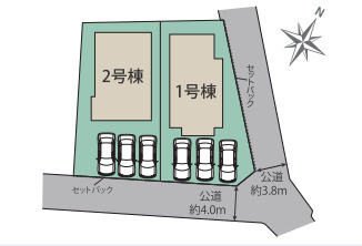 【区画図】 | 那珂川市片縄西4丁目　1号棟（全2棟）【仲介手数料無料・0円】 | 区画図です。1号棟