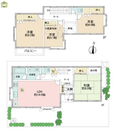 春日部市豊町3丁目　中古一戸建ての間取り