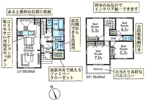 越谷市大字大泊 新築分譲住宅 全7棟 7号棟の間取り