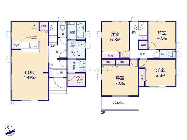 越谷市大字大泊 新築分譲住宅 全7棟 7号棟の間取り