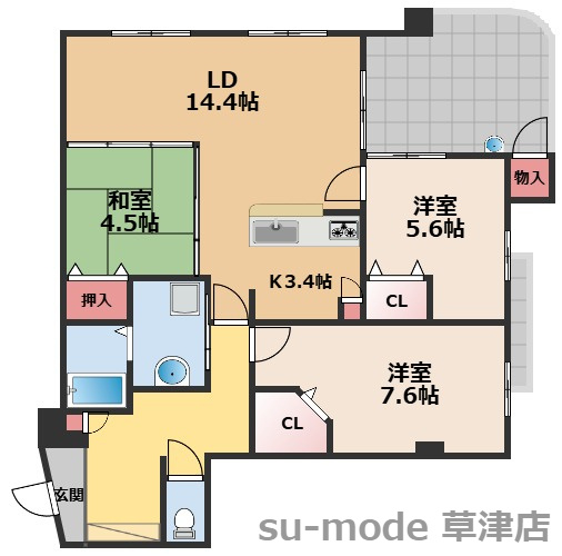 【間取り】 | アメニティ南草津Ⅵ | 間取りです