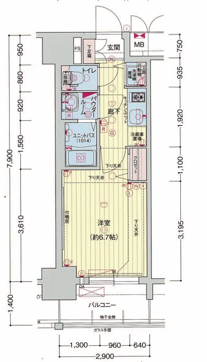 名古屋市中村区名駅南１丁目の賃貸マンションの間取り