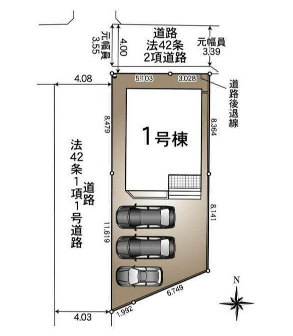 中央区 安新町　第1の区画図|1号棟の区画図になります。