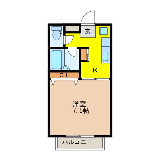 【間取り】 | クレストV峰B　（旧ヴィラ・ヴィアンカ）