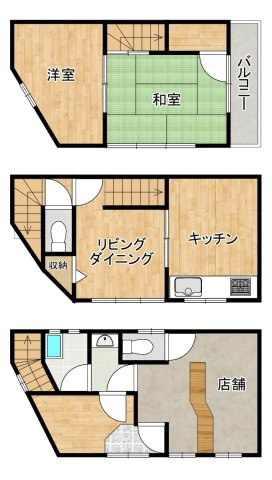 苅田４丁目　店舗付き住宅の間取り|北西角地！日当り・通風良好です♪ぜひ現地でお確かめください♪