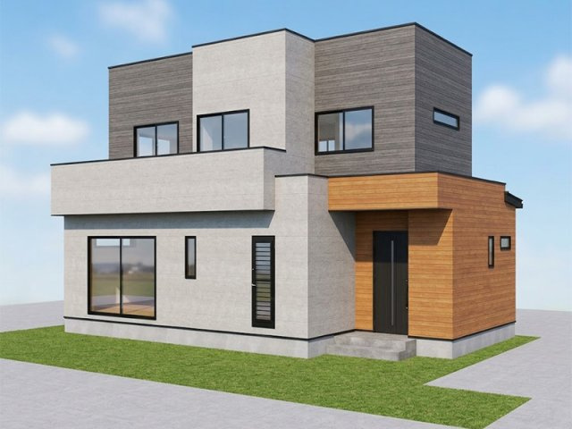 【外観パース】 | 川越市寺尾　新築一戸建住宅　全1棟　(ふじみ野店) | カースペース3台分を確保！ゆとりある敷地で家族のお出かけも快適に。
