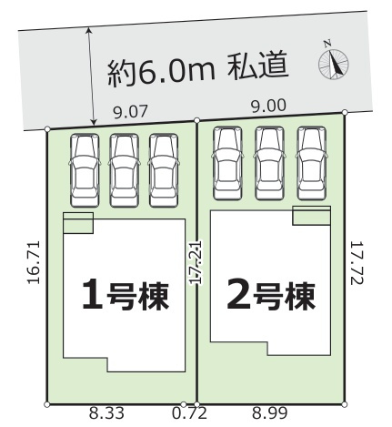 泉区新橋町 新築戸建　2号棟　6490万円の区画図