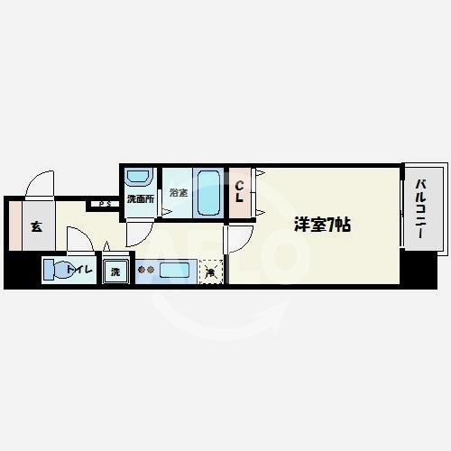 プレサンス松屋町駅前の間取り|プレサンス松屋町駅前　7帖のきれいな間取り