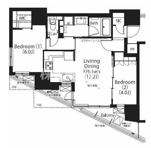新宿区左門町の賃貸マンションの間取り