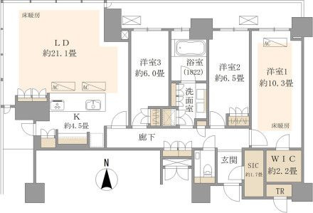 パークシティ中央湊ザ・タワーの間取り