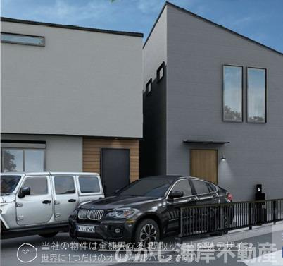 茅ヶ崎市浜竹４丁目　新築戸建　全３棟の外観パース|１号棟イメージパスですので実際のものと多少異なります
