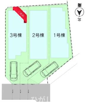 茅ヶ崎市浜竹４丁目　新築戸建　全３棟の区画図|対象1号棟
