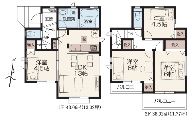 戸建 川越市上野田町の間取り