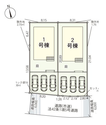 古賀市中央6丁目第9-2棟（2号棟）の区画図|配置図（2号棟）
