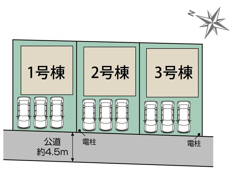 狭山市大字水野全３棟１期１号棟の区画図