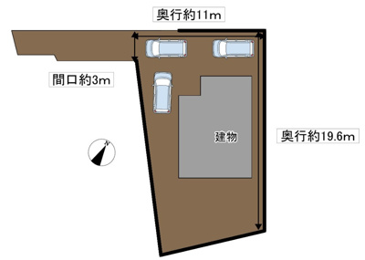 【区画図】 | 原口町　４LDK　中古住宅 | 駐車場拡張工事を行い、３台駐車可能になります
※車種による