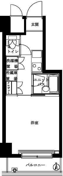 ルーブル蒲田弐番館の間取り|南向きの1Kバストイレ別