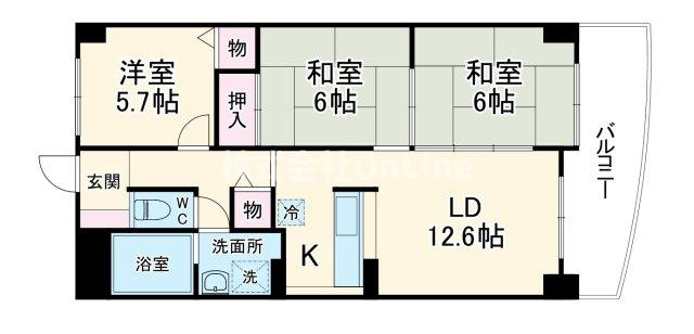 東大阪市今米１丁目の賃貸マンションの間取り